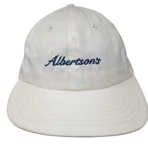 Albertson's Snapback Cap White One Size Adjustable Embroidered Crown Vintage